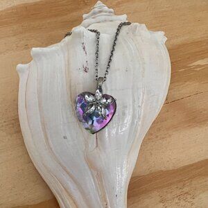 Purple Lilac Heart‎ Shape Pendant Necklace